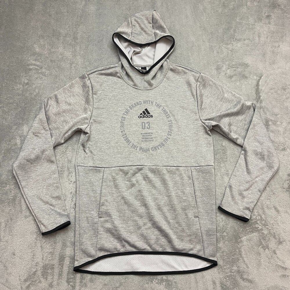Adidas Hoodie Mens Small Gray Pullover Training